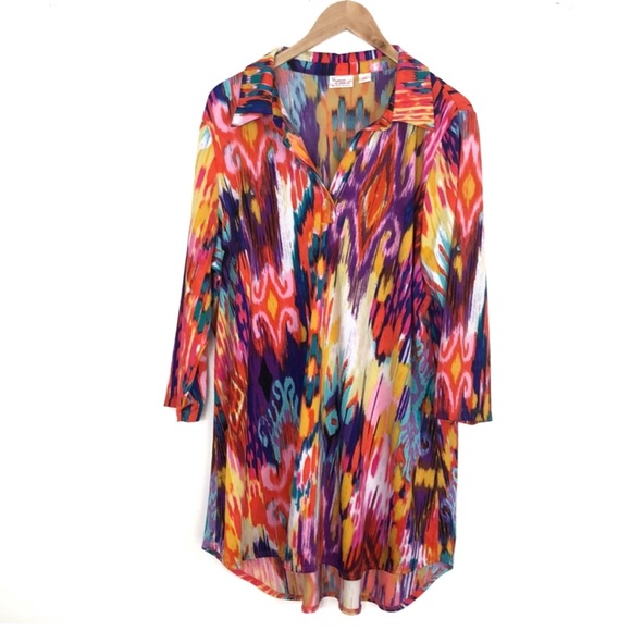 Tops - Renee Greenstein multicolored hi low tunic  1X